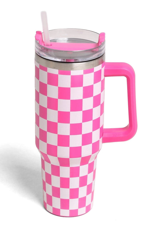Checkered 40 Oz Tumbler With Handle
